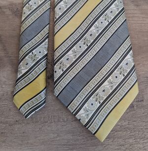 Lanvin Yellow and Gray Striped Silk Tie